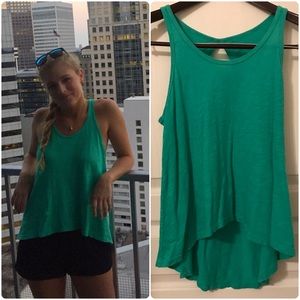 Anthropologie green hi-lo tank size small